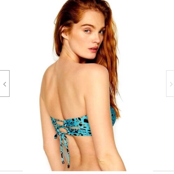 Victoria's Secret Swim Set Strappy Ruched Brazilian Blue Leopard 2 Piece S NEW - Picture 5 of 14